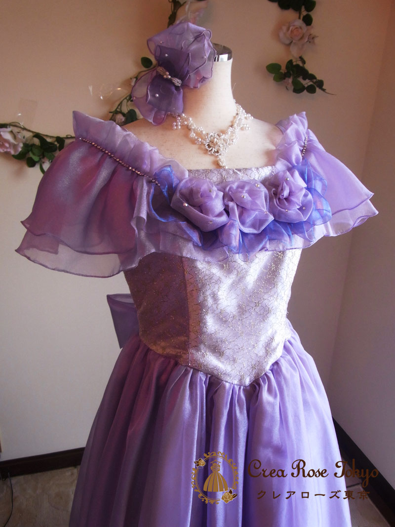 [ルディア]クラシカルパープルロングドレス　Ｌサイズ１１号　演奏会、ステージ