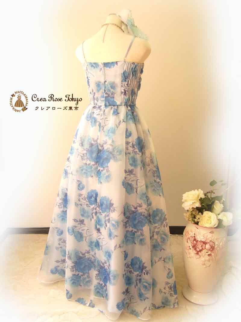 [シャルルローズ]オリジナル！薔薇のブルーロングドレス