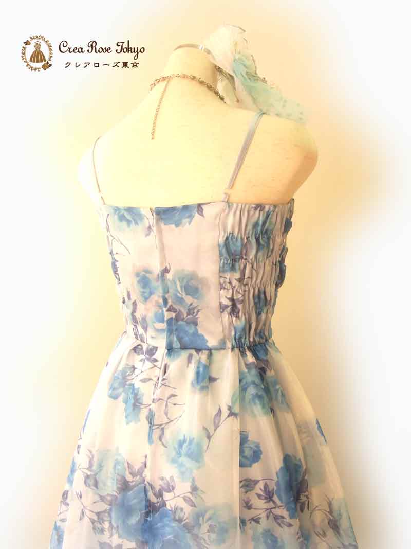 [シャルルローズ]オリジナル！薔薇のブルーロングドレス
