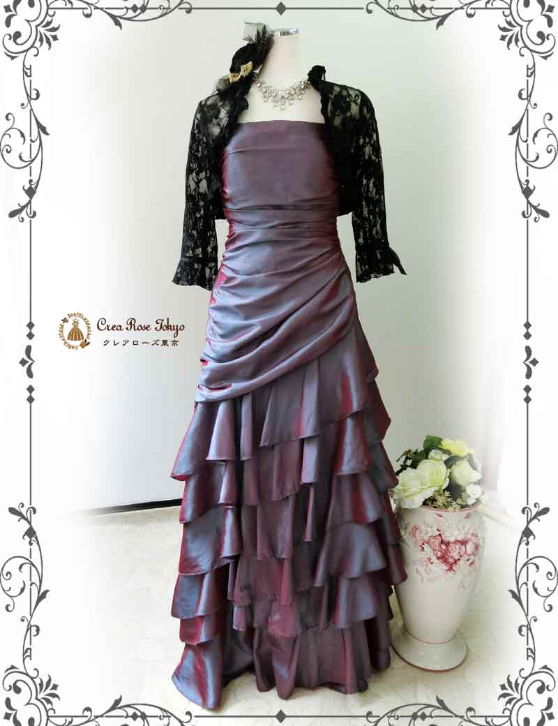 [カッシーナ]Ａラインティアードのロングドレス