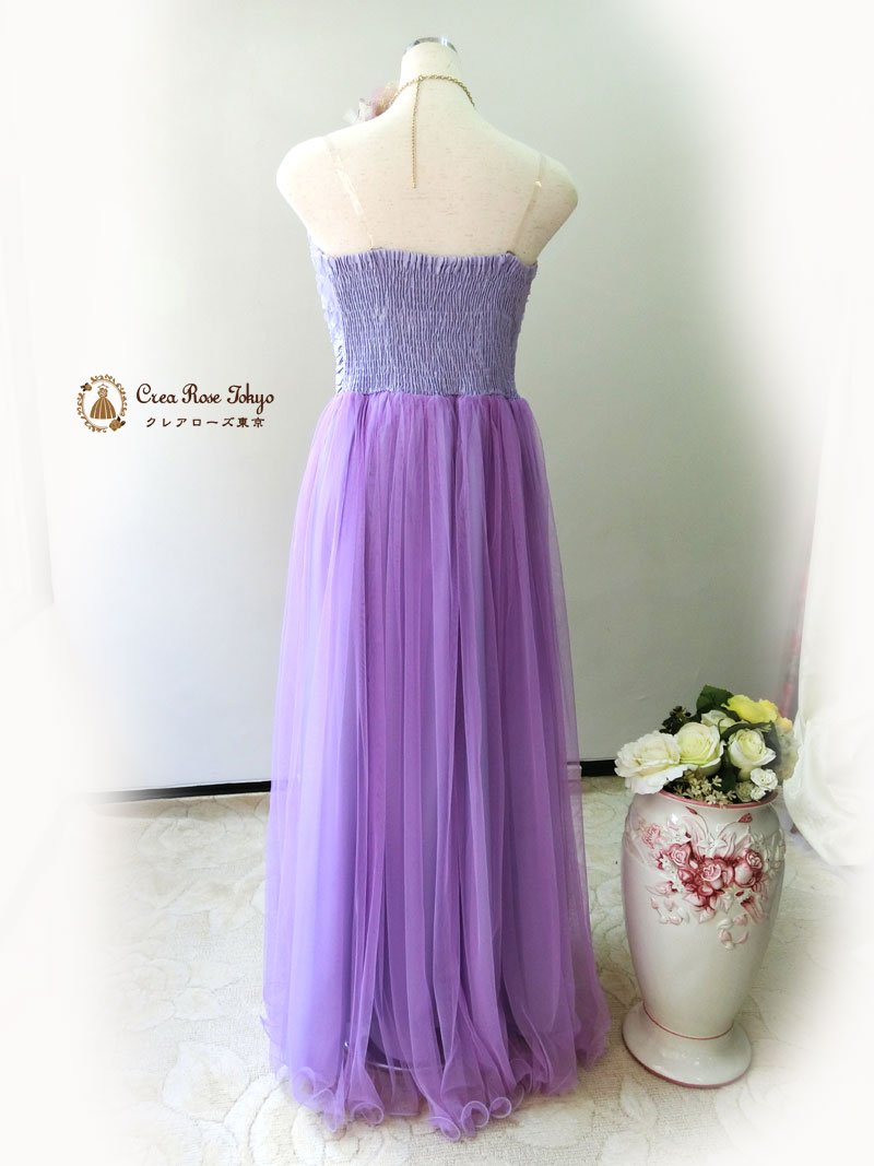 [ラボンヌ]スカート短め発表会向けチュールロングドレス