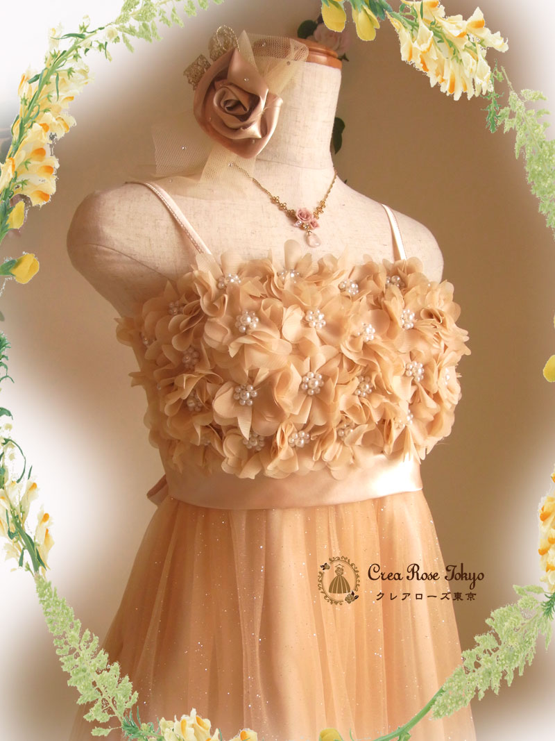 [リリアフラワー]お花の立体チュールパーティードレス　７～９号