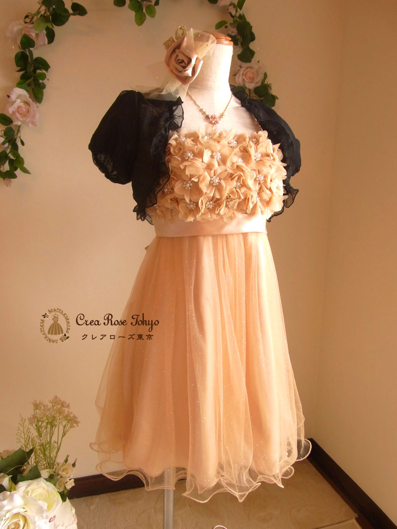 [リリアフラワー]お花の立体チュールパーティードレス　７～９号