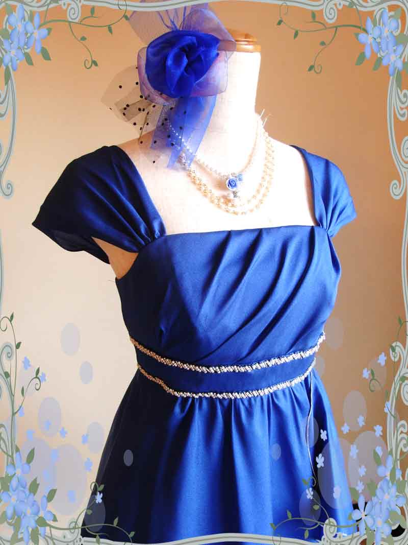 [ブルーエトワール]素敵な大人可愛いパーティードレス　編み上げ調整タイプ