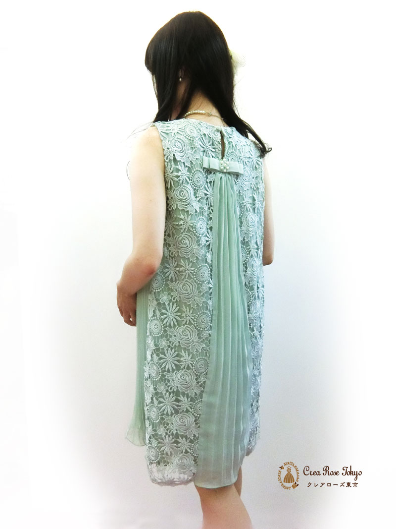 [プルミエール]レースがかわいいプリーツドレス