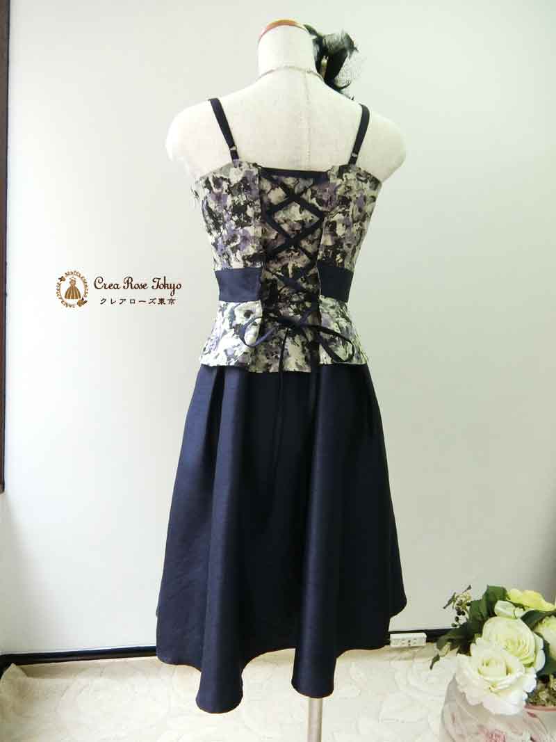 [セレブレート]キリっと華やかネイビードレス