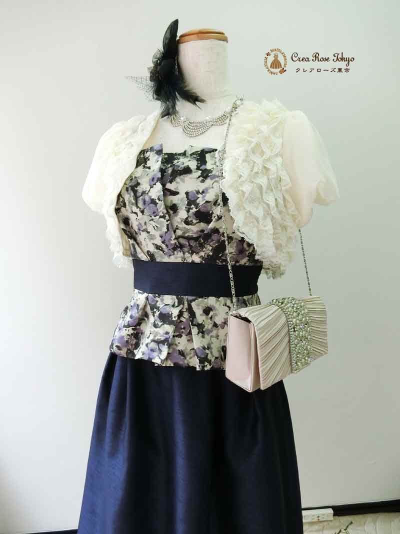 [セレブレート]キリっと華やかネイビードレス