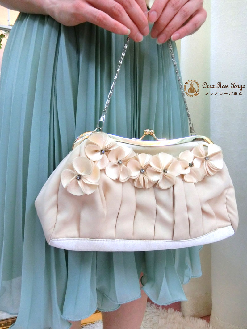 [グリーンパールドレス]パールとプリーツのお呼ばれフリードレス