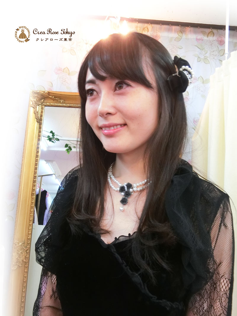 [ナンシー]ベルベット×薔薇刺繍パーティードレス　１６０～9号サイズ