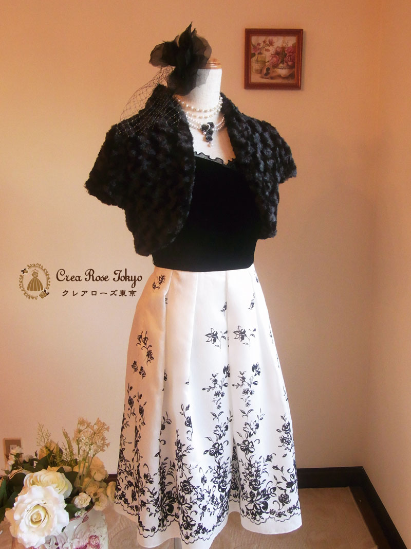 [ナンシー]ベルベット×薔薇刺繍パーティードレス　１６０～9号サイズ