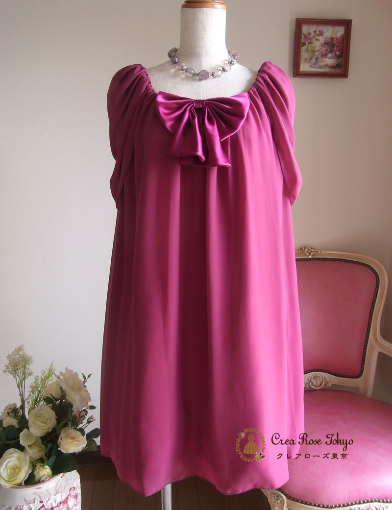 [アマリリス]バーガンディーフリーサイズのワンピースドレス