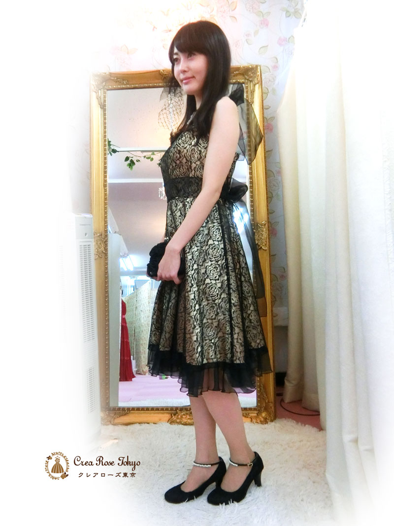 [ルナローズ]シャンパンゴールドの上品ドレス