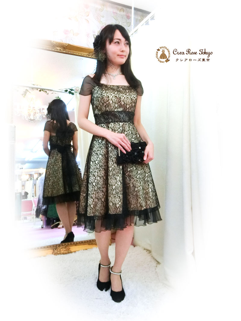 [ルナローズ]シャンパンゴールドの上品ドレス