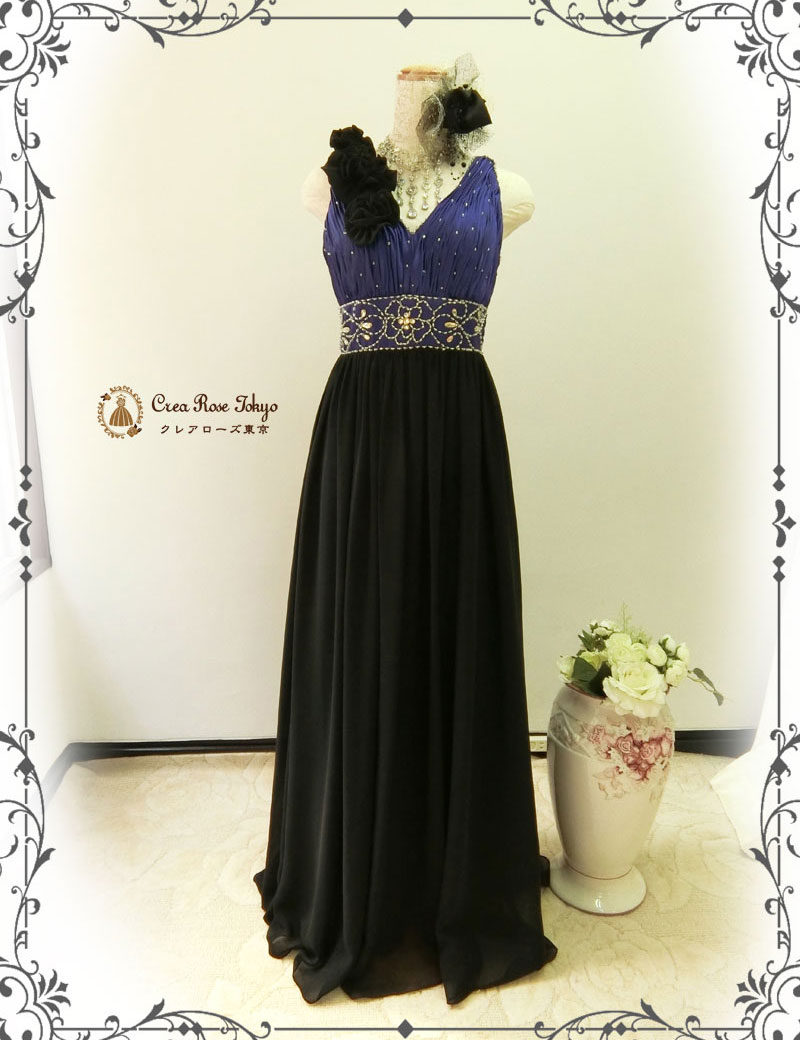 コーディネート２点セット[グラーチェ+ブラックファーボレロ]夜空をまとう！ミセスにおすすめロングドレス