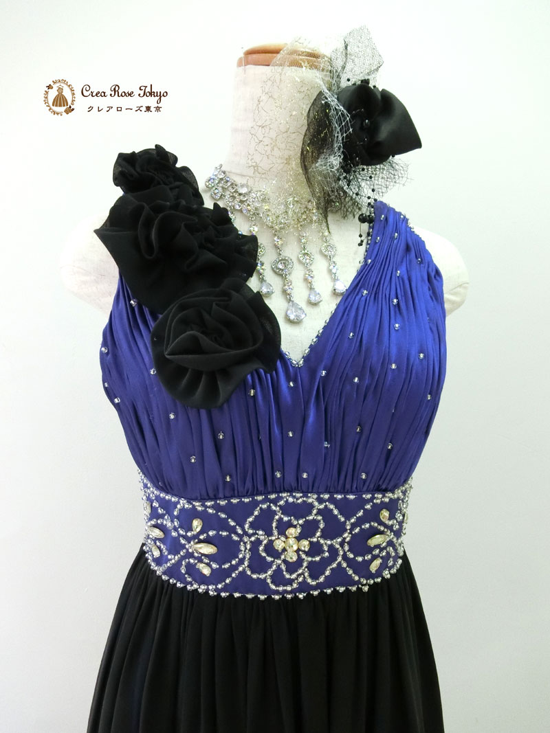 コーディネート２点セット[グラーチェ+ブラックファーボレロ]夜空をまとう！ミセスにおすすめロングドレス