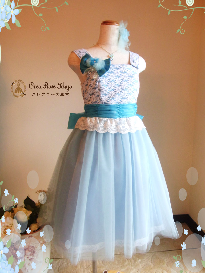 [ロザリークリアブルー]薔薇のパールネックレス