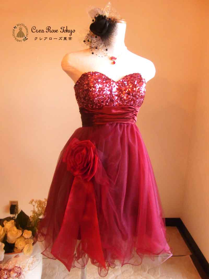 [ロザリーレッド]薔薇のパールネックレス