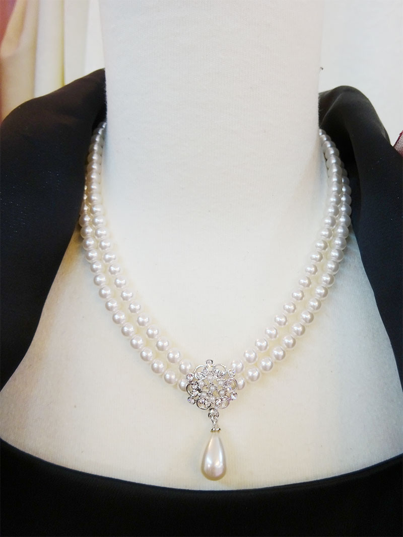【スノーパール2連】パールのパーティーネックレス 母親・ご親族様コーデに