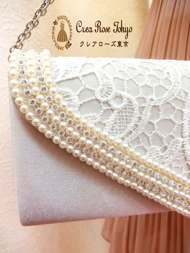 [ホワイトボーテ]レースが上品なパーティーバック