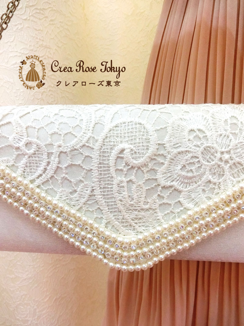 [ホワイトボーテ]レースが上品なパーティーバック