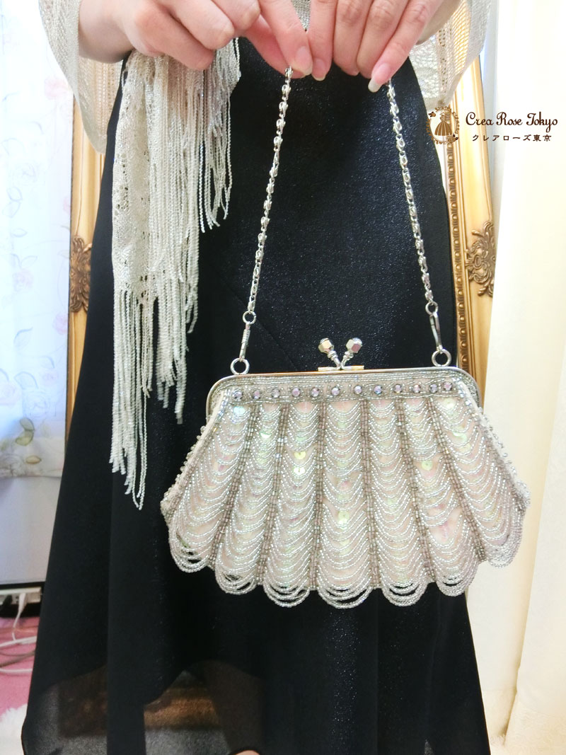 [シェルビーズバック]繊細ビーズのパーティバッグ