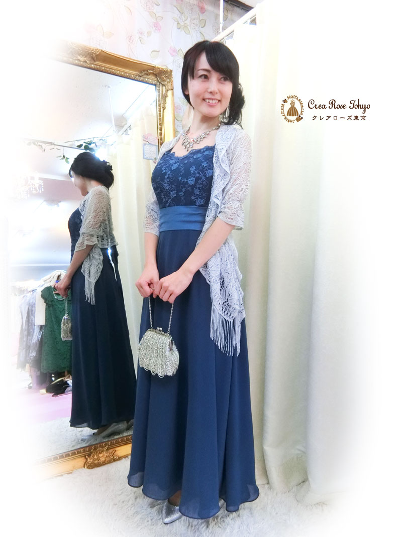 [ブルーメリアドレス]上品ブルーの演奏会・パーティドレス　７～１１号