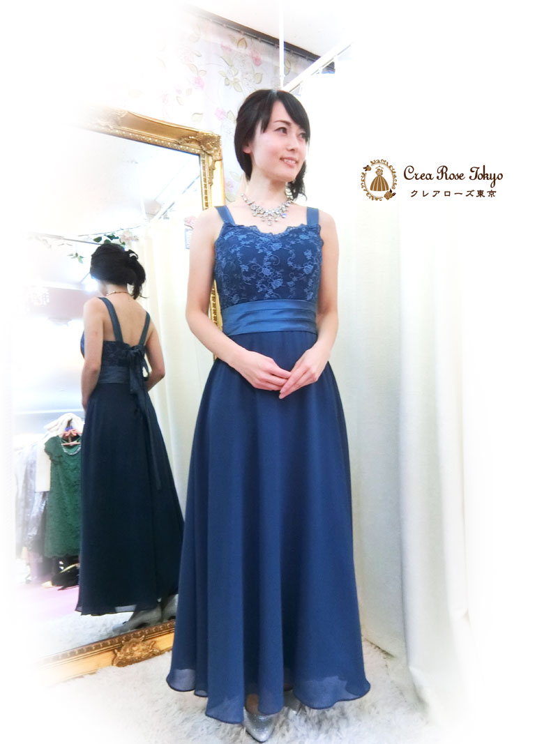 [ブルーメリアドレス]上品ブルーの演奏会・パーティドレス　７～１１号