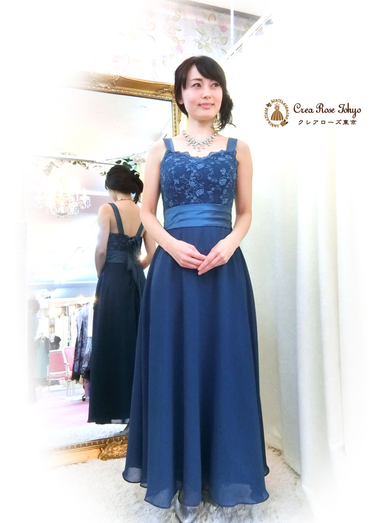 [ブルーメリアドレス]上品ブルーの演奏会・パーティドレス　７～１１号