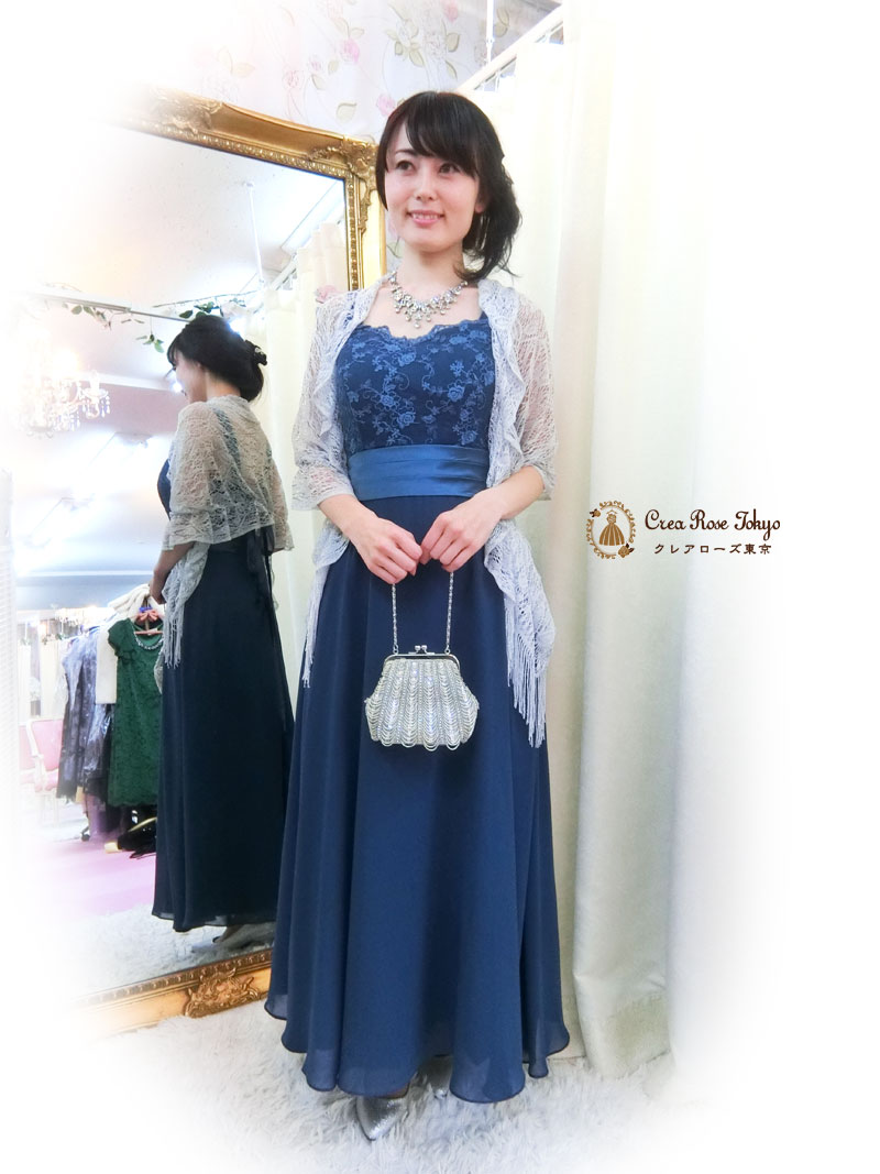 [ブルーメリアドレス]上品ブルーの演奏会・パーティドレス　７～１１号