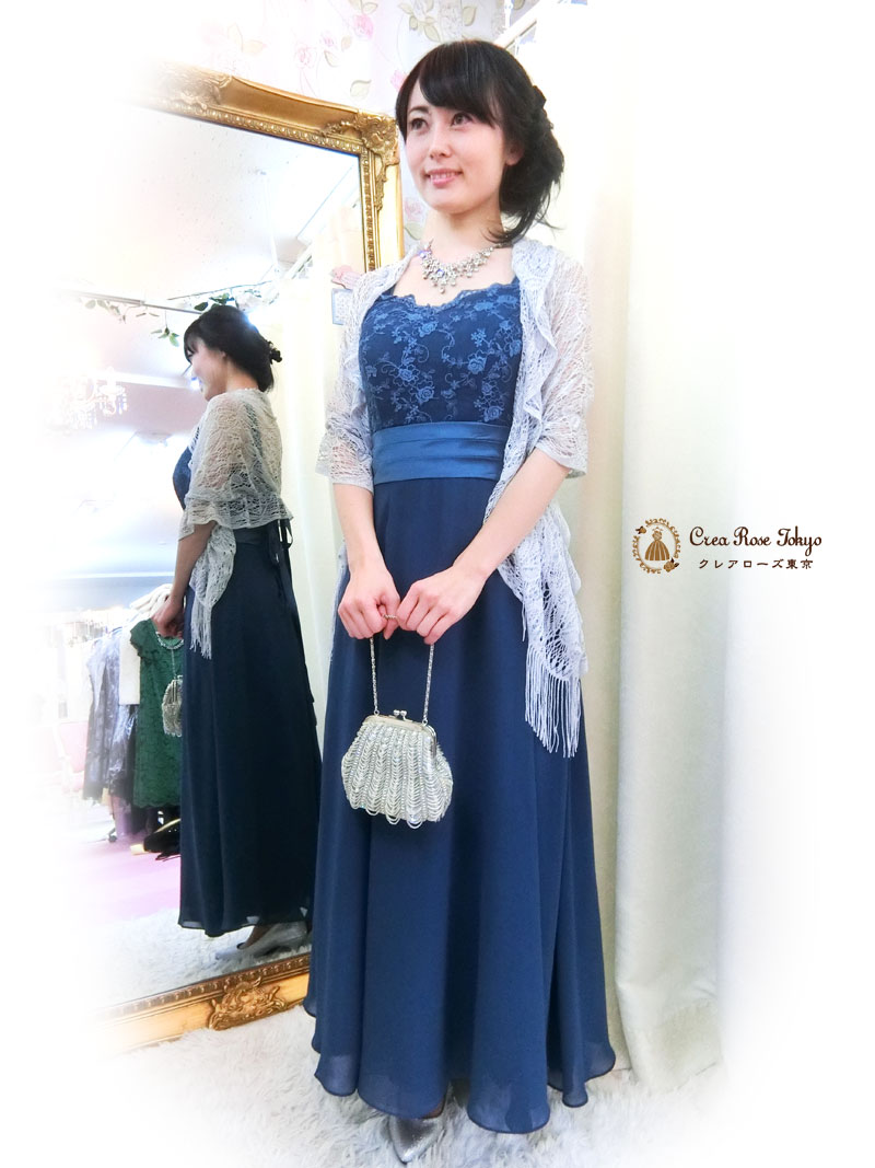 [ブルーメリアドレス]上品ブルーの演奏会・パーティドレス　７～１１号