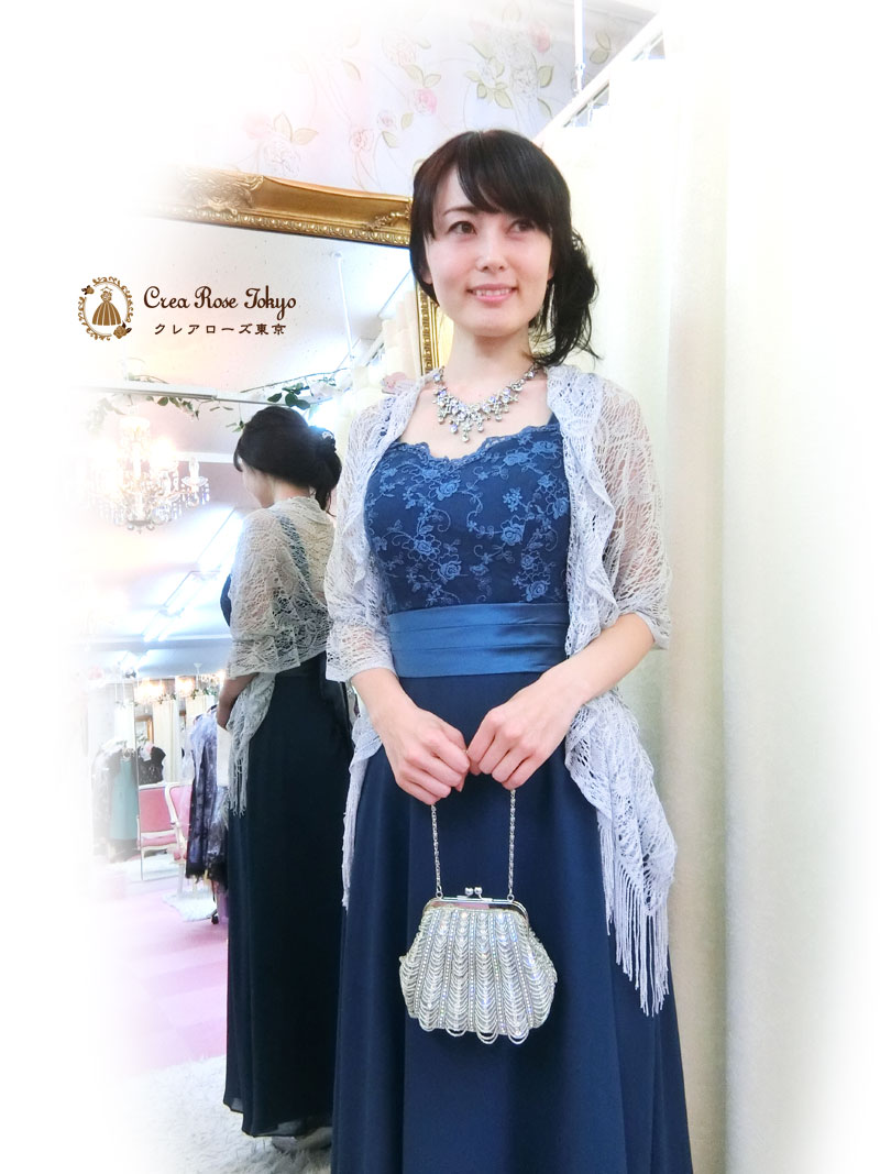 [ブルーメリアドレス]上品ブルーの演奏会・パーティドレス　７～１１号