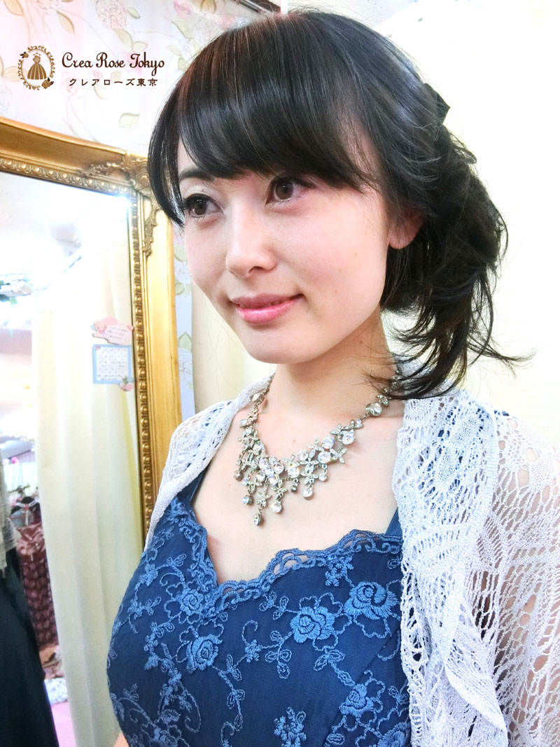 [ブルーメリアドレス]上品ブルーの演奏会・パーティドレス　７～１１号