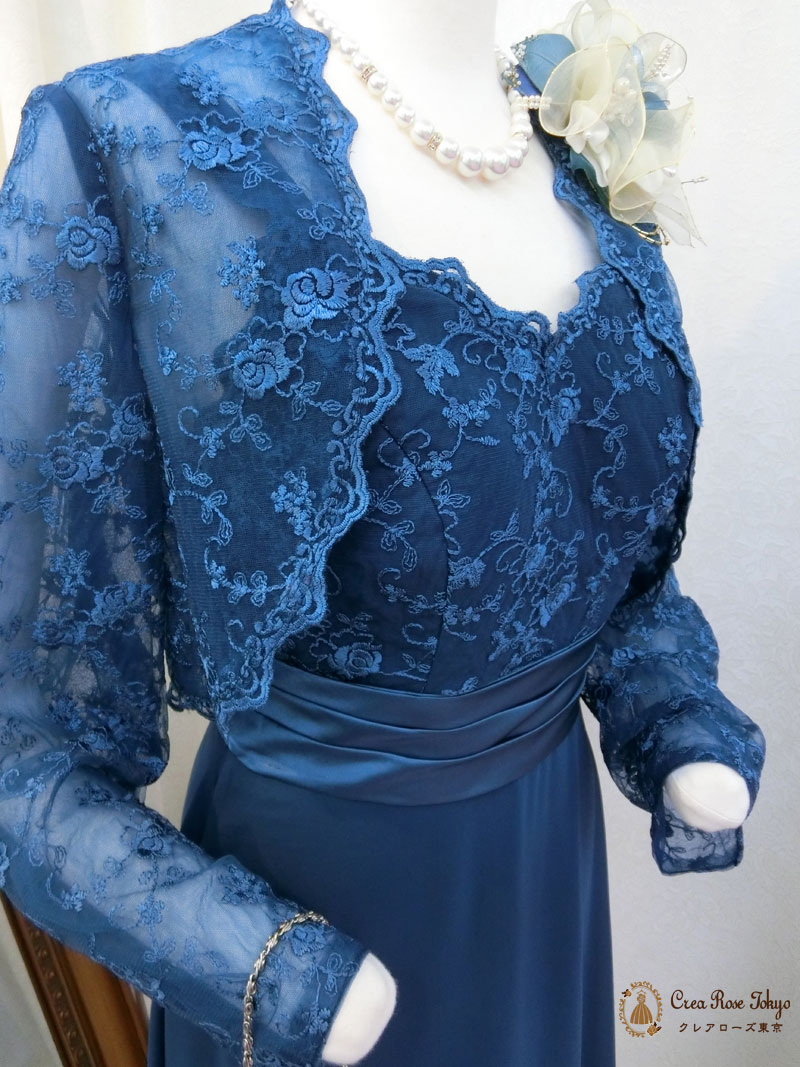 [ブルーメリアドレス]上品ブルーの演奏会・パーティドレス　７～１１号