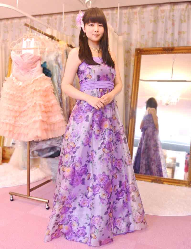 [カーラ・オリヴィア]　オリジナル！パープルローズのロングドレス