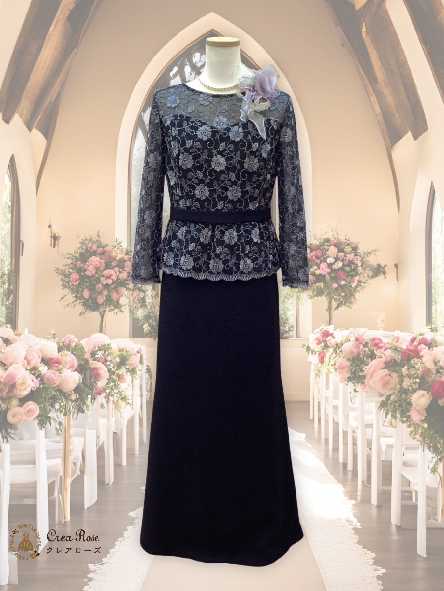 レンタルorオーダー販売、９号の方に。式典やフォーマルな場に相応しい正礼装マザーズドレス【ヴェロニカフラワードレス+ ヴェロニカグレーススカート】お母様のためのオリジナルドレス