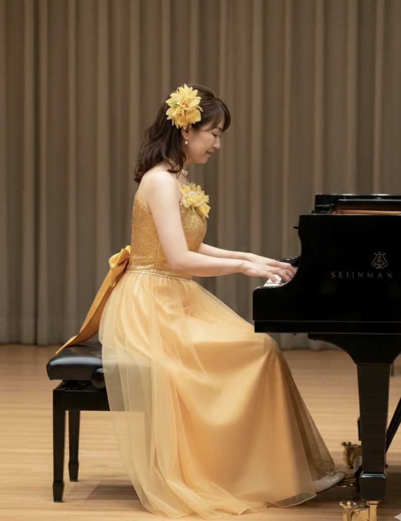 (販売可)短め１１号オリジナルロングドレス[カレン]オレンジ色で華やかなロングドレスイブニングドレスにも