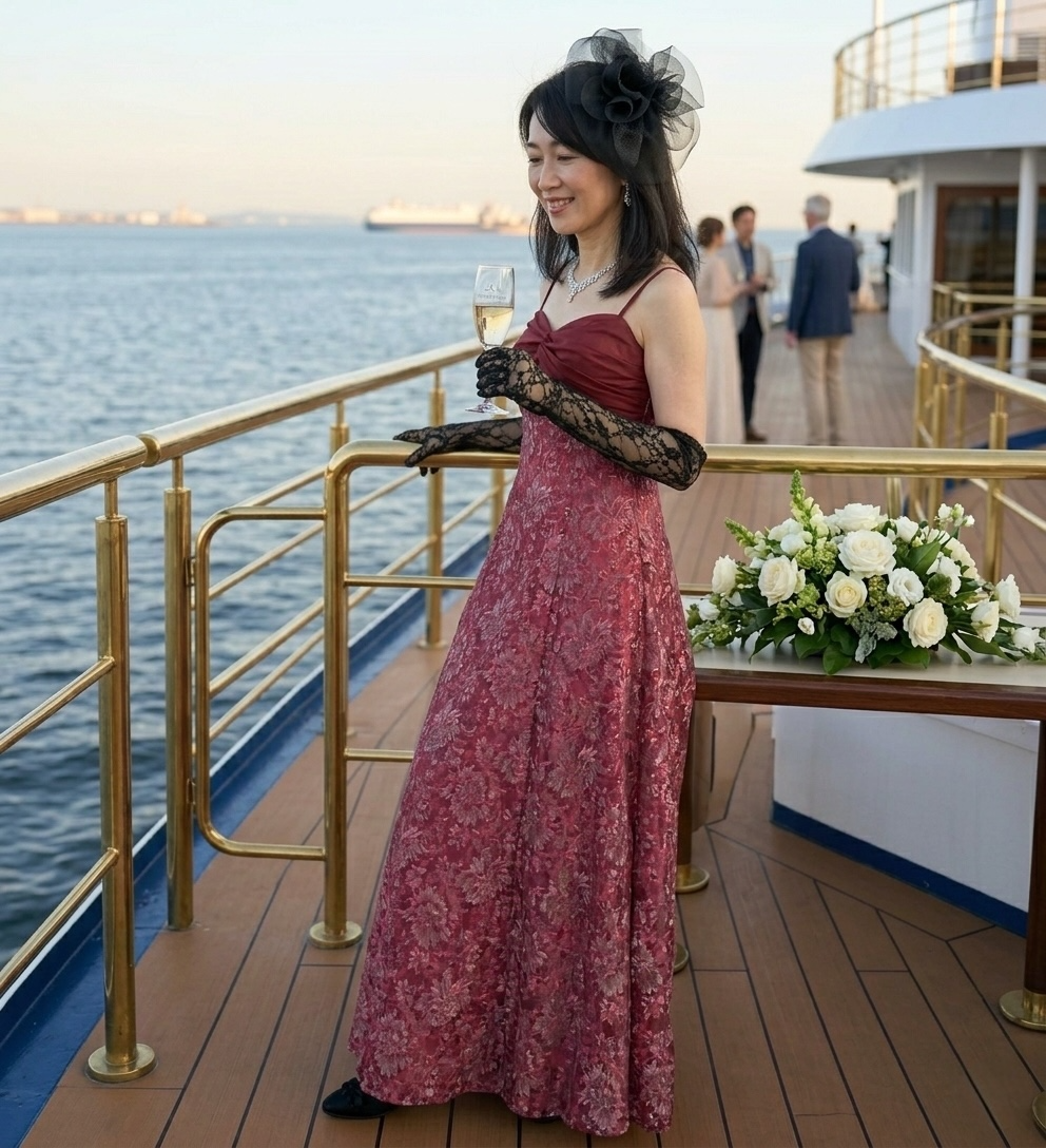 赤イブニングドレス