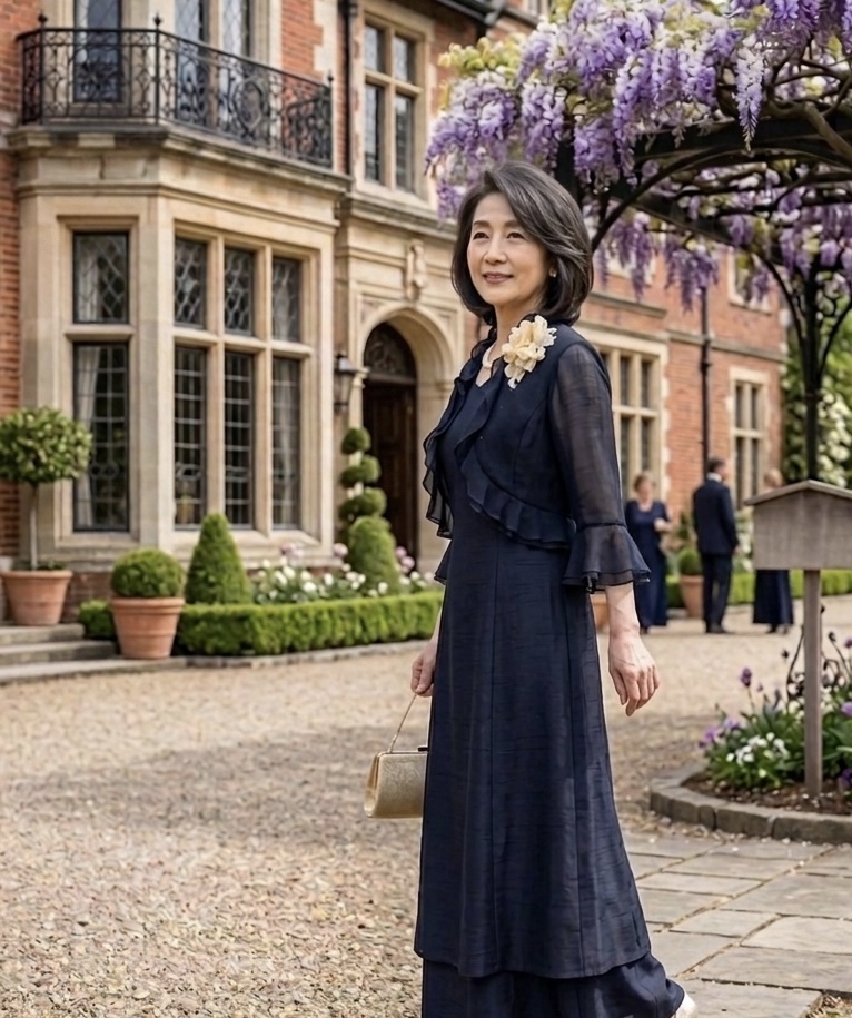 マザーズドレスネイビー[ベリカドレス+ベリカボレロ]日本製のネイビーの人気母親ドレス　丈調整可能　７~９号